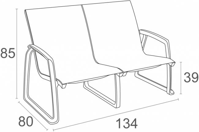 Диван пластиковый двухместный Pacific Lounge белый 1340х800х850 мм