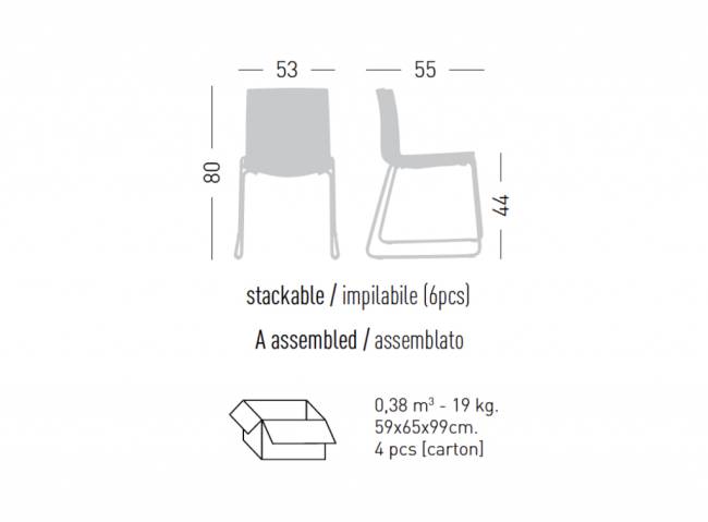 Стул пластиковый Fuller ST красный 530х550х800 мм